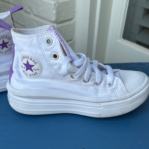 Converse White and Lavender High-Tops - Picture 5 of 13